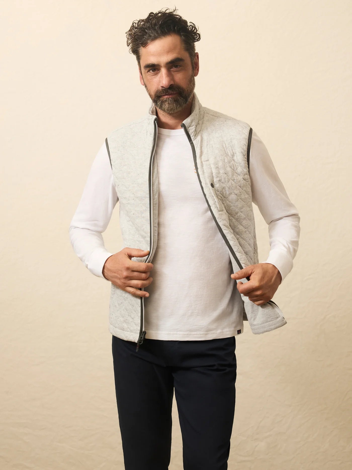 NELSON-Epic Quilted Fleece Vest - Ivory Peak Heather