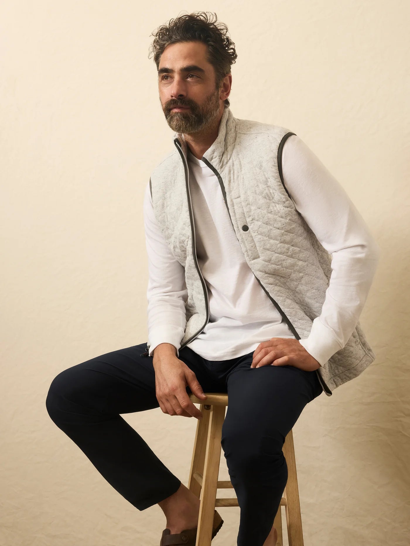 NELSON-Epic Quilted Fleece Vest - Ivory Peak Heather