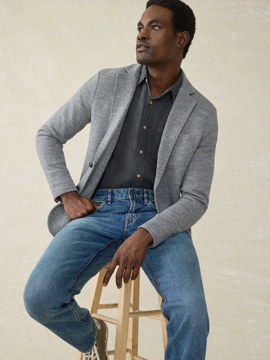 NELSON-Inlet Knit Blazer - Medium Grey Melange